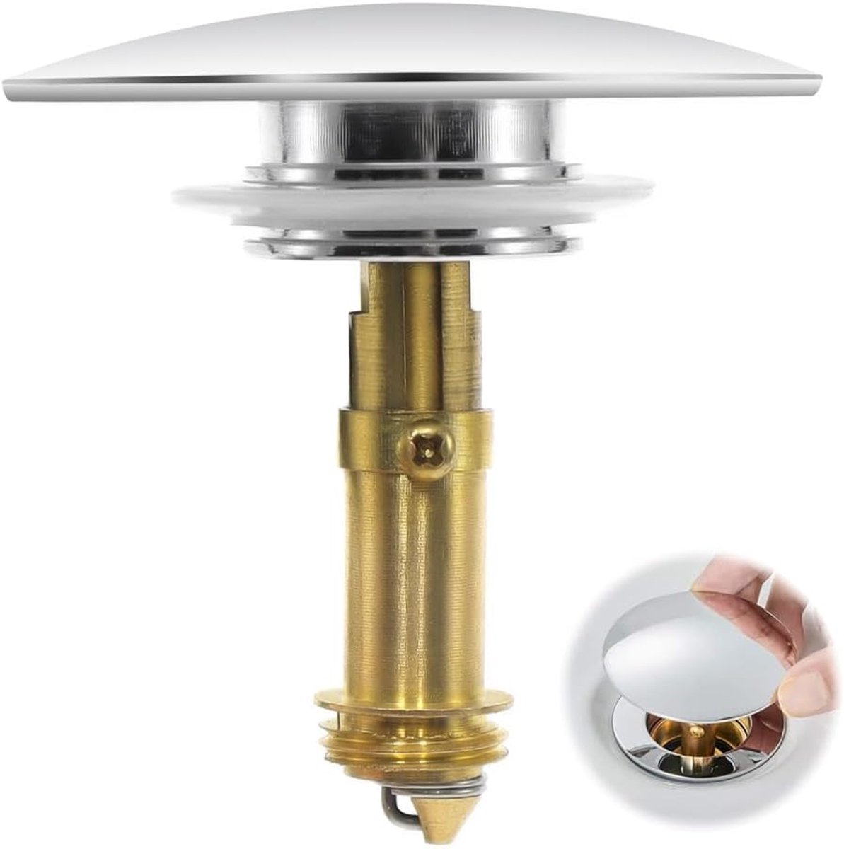 Wastafelstopper 66mm - Messing met verchroomde afwerking - Roestvrij en corrosiebestendig - Ideaal voor wastafels - ShopVlot