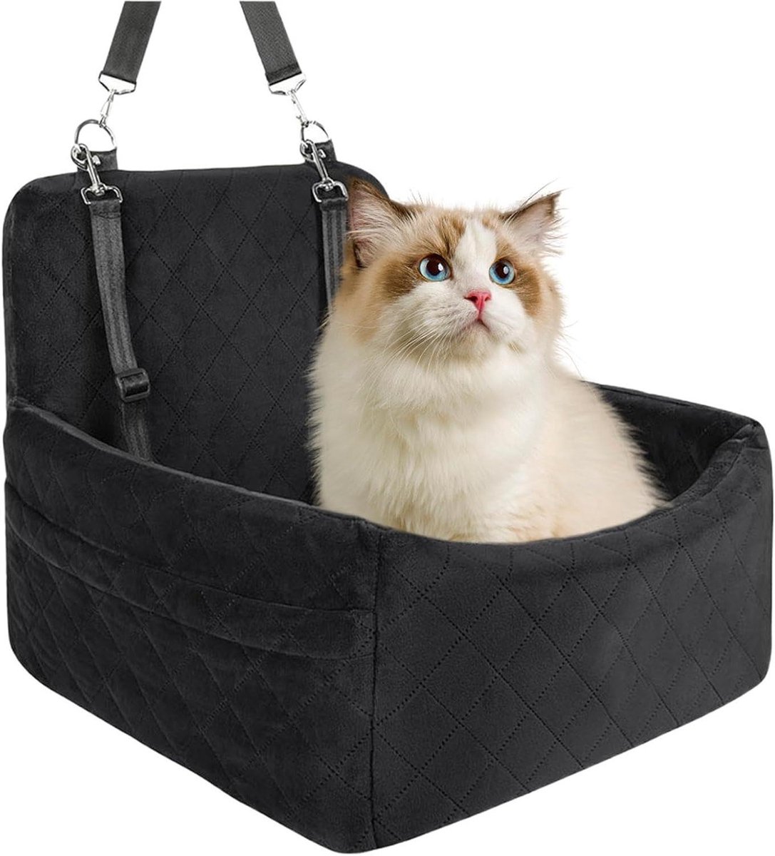 Honden Autostoel - Reisstoel Hond - Veilig Reizen - Krasbestendig Pluche - 45 x 30 x 5 cm - Zwart