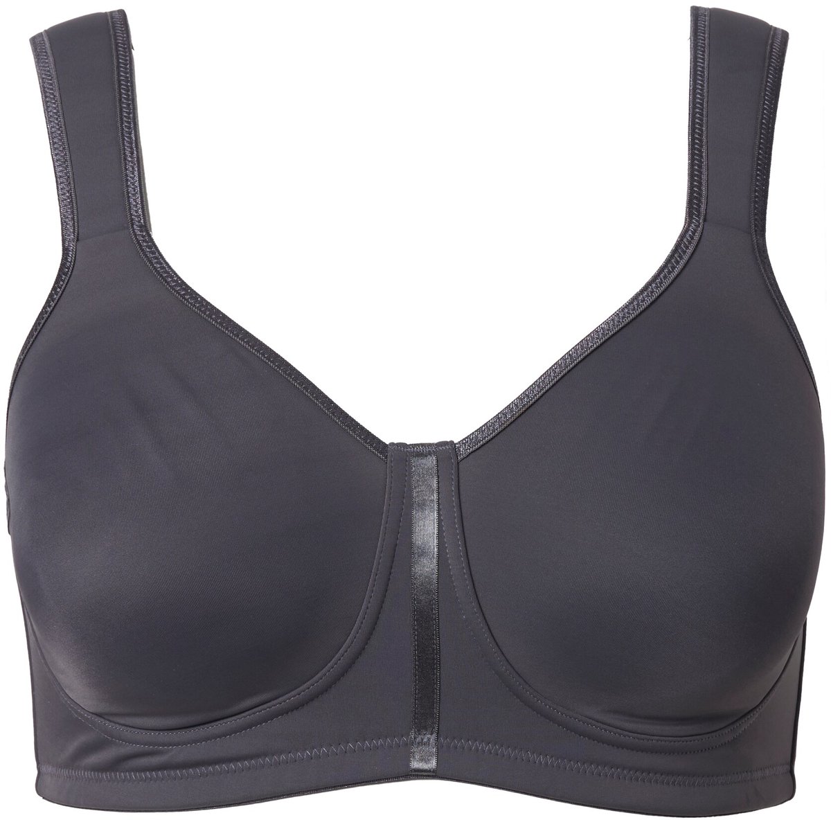 Ulla Popken - Dames - Wellnessbeha microvezel zonder beugel - Donkergrijs - Maat 90F