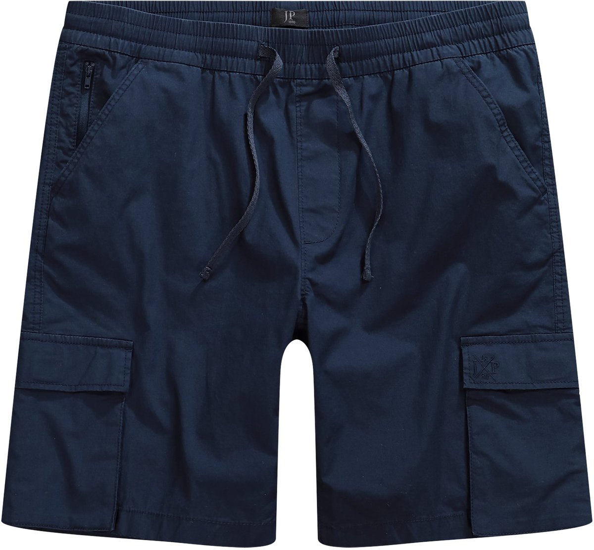 JP 1880 - Heren - Bermuda vintage look elastische band en koord cargozakken - Navy blauw - Maat 8XL
