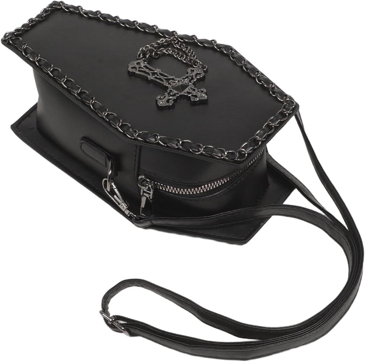 Doodskist Schoudertas - Gothic Tas - Feest Accessoire - Uniek Doodskist Design - 22 x 12 x 9 cm - Zwart