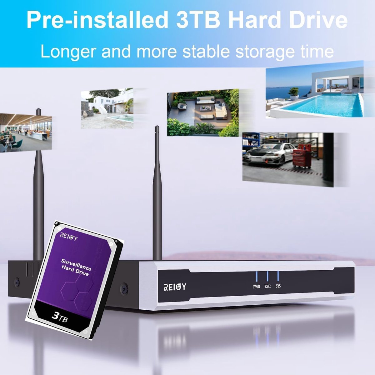SnelShoppen - 5MP Bewakingscamera Systeem Buiten Wifi met Spotlight en 3TB Harde Schijf, Draadloze CCTV Camera Set Outdoor, 16CH NVR + 8x1920P Videobe