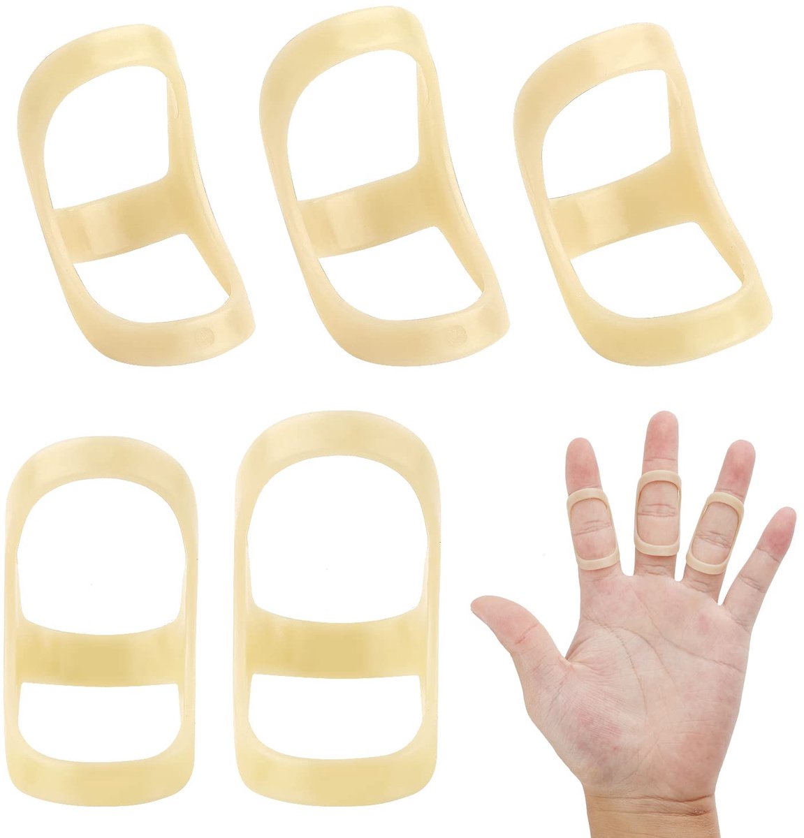 SnelShoppen - 5Pcs Ovale Vinger Splints, Vinger Steun Splint, Vinger Rechte Houder voor Duim, Midden, Pinky of Ringvinger, 5 Maten voor Optimale Besch