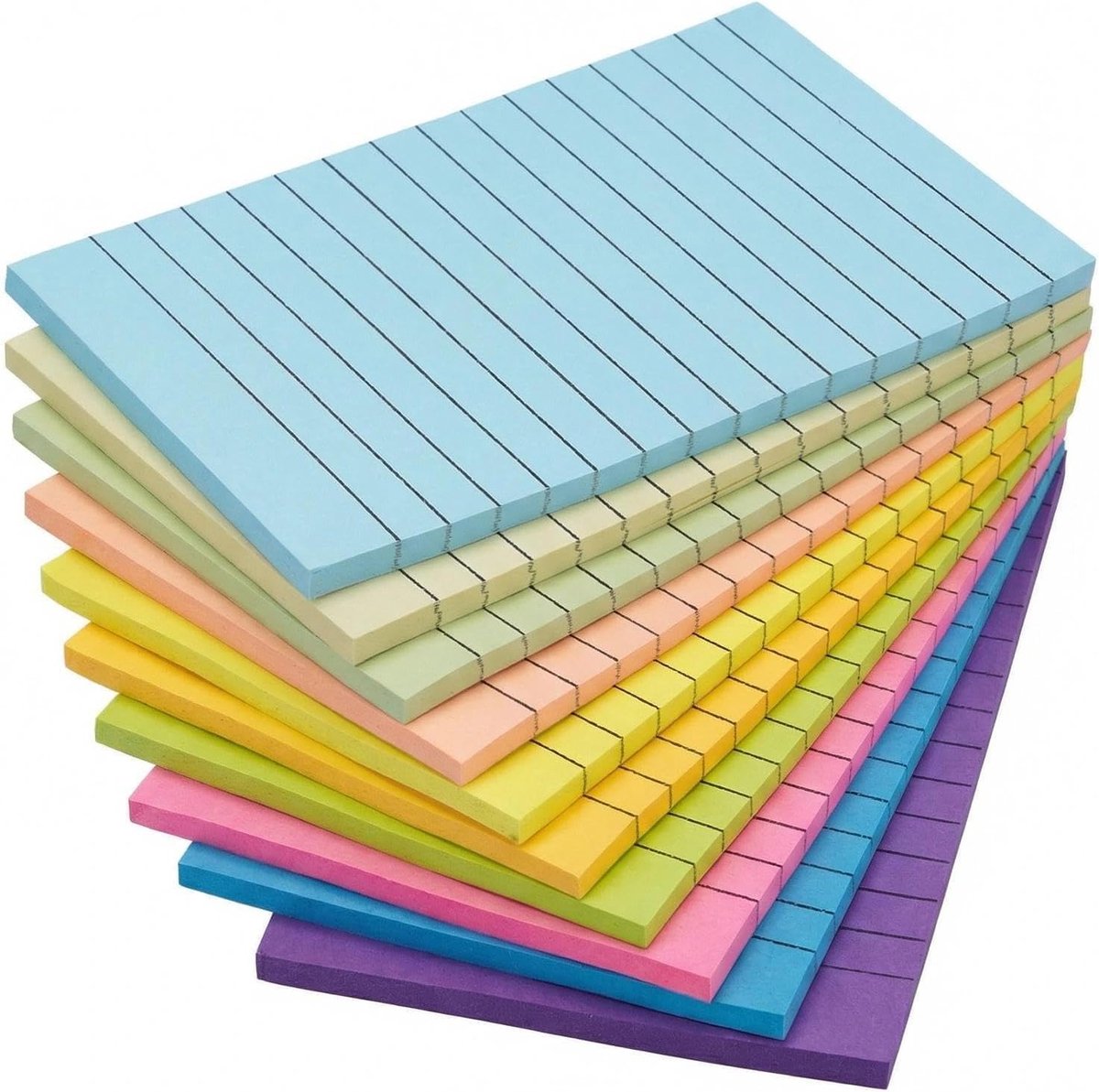 SnelShoppen - Super Sticky Notities 10 Kleuren, 100 x 150 mm, Zelfklevende Aantekeningen, 10 Blokken, 50 Vellen - Geschikt voor Kantoor, Thuis, School