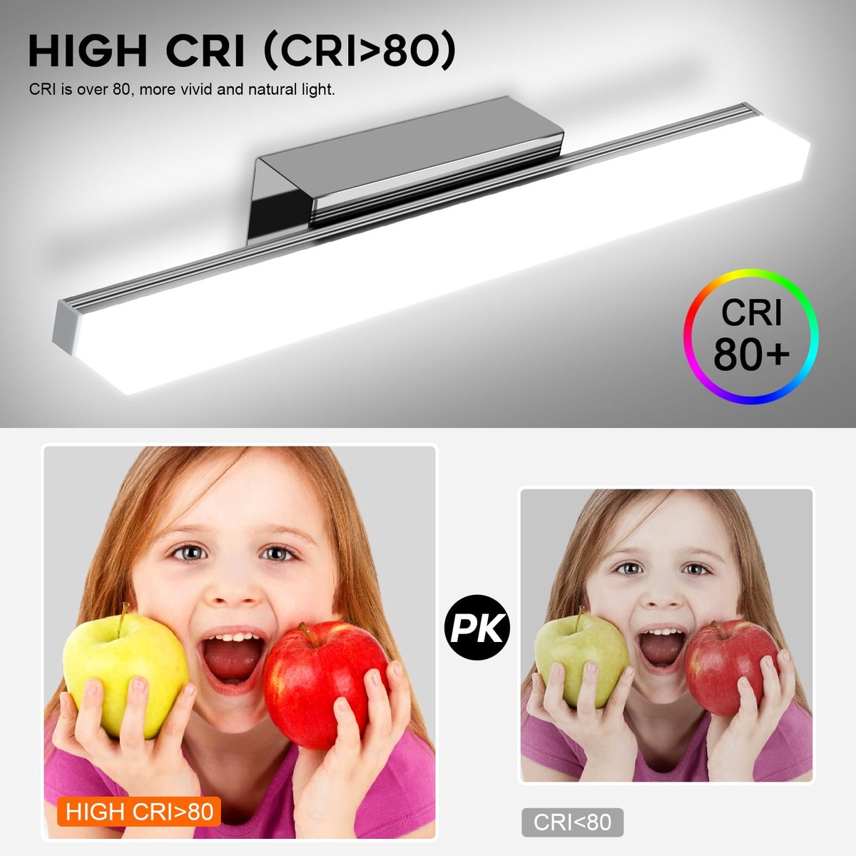 Omgoods- LED Spiegellamp 40 cm - 800 Lumen - 6000 K - IP44 Waterdicht - Wandlamp - Acryl/Roestvrij Staal - Make-uplicht - Badkamerlamp