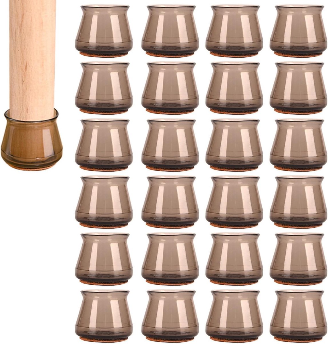 Omgoods- Stoelpootbeschermers 24 Stuks - Transparante Siliconen - Antislip - Stille Bescherming - Viltkussen - Schokabsorberend - Stoelpootdoppen