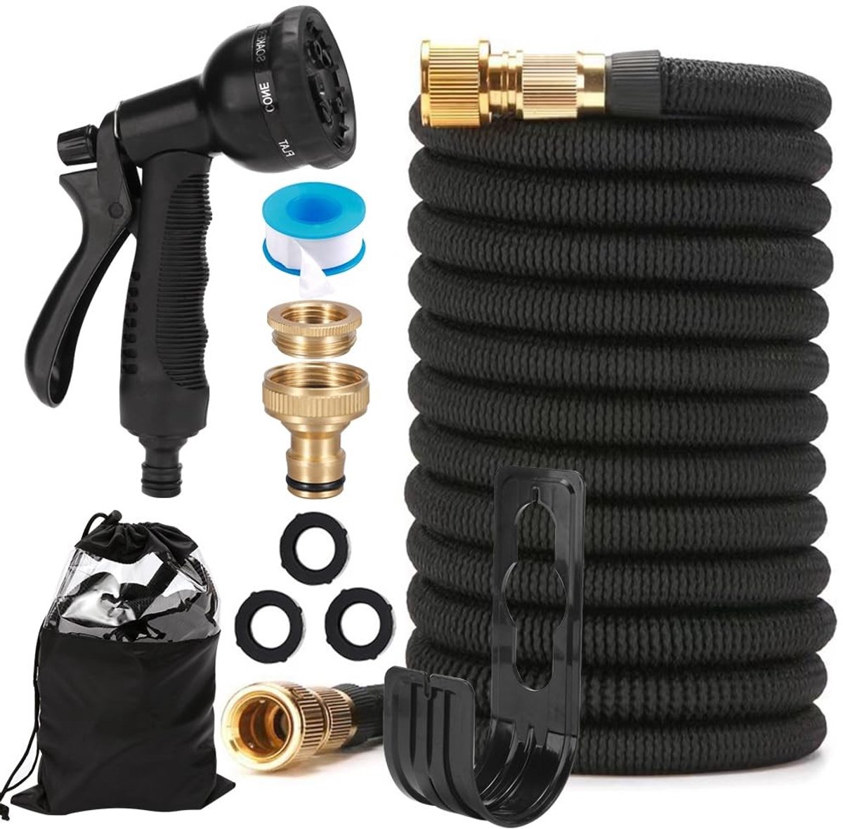 Omgoods - Flexibele Tuinslang 15 m - Met 6 Spuitstanden en 8 Accessoires