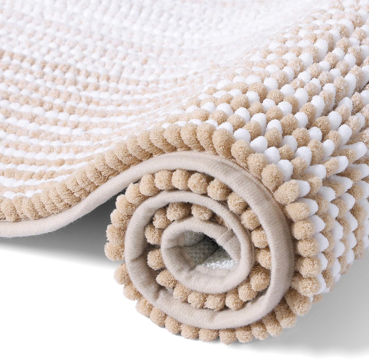 Omgoods - Chenille Badmat 50 x 75 cm Wasbaar en Antislip Beige
