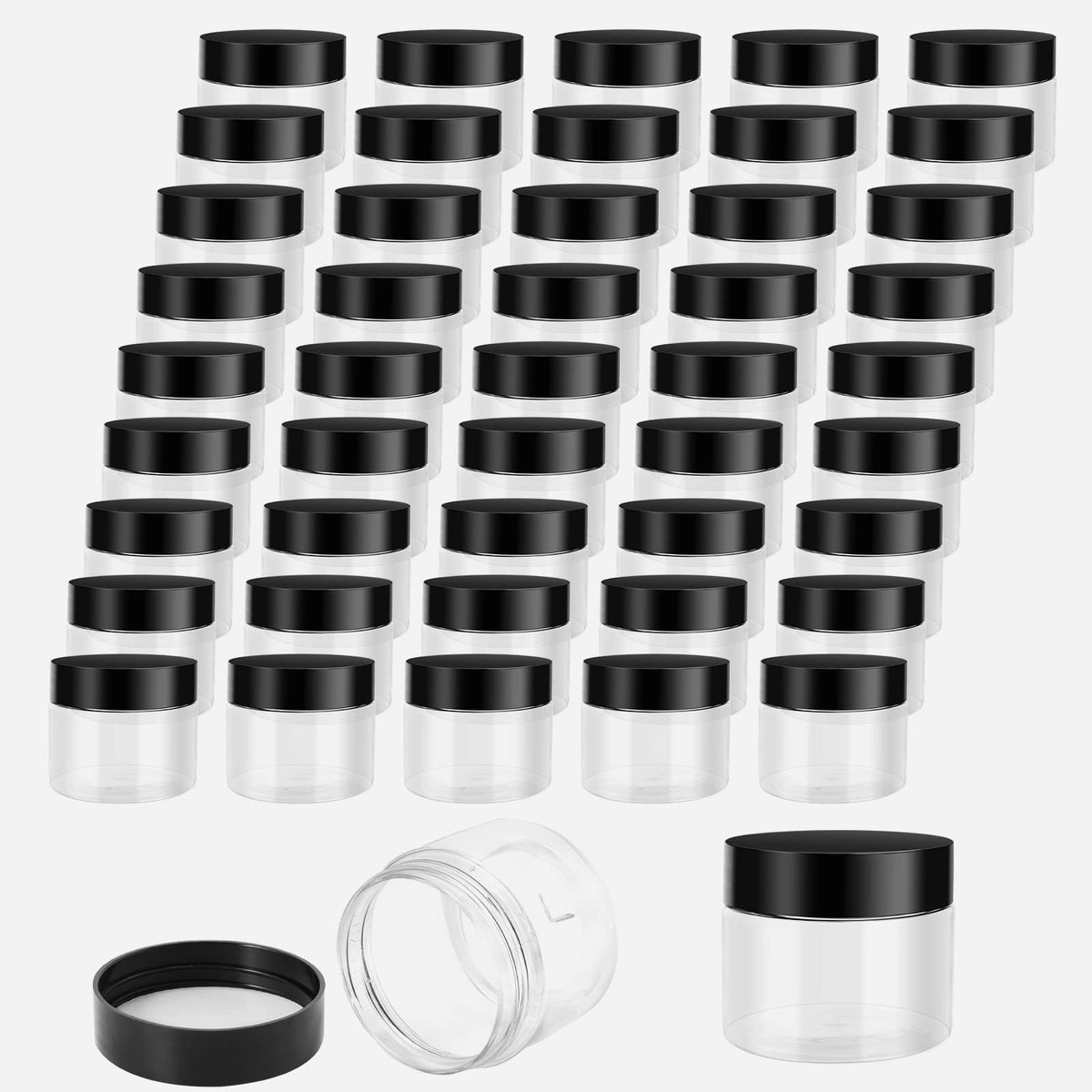 Omgoods - 68PCS 60ml Heldere Plastic Opslagpotjes met Deksel - Ideaal voor Reizen en Schoonheidsproducten