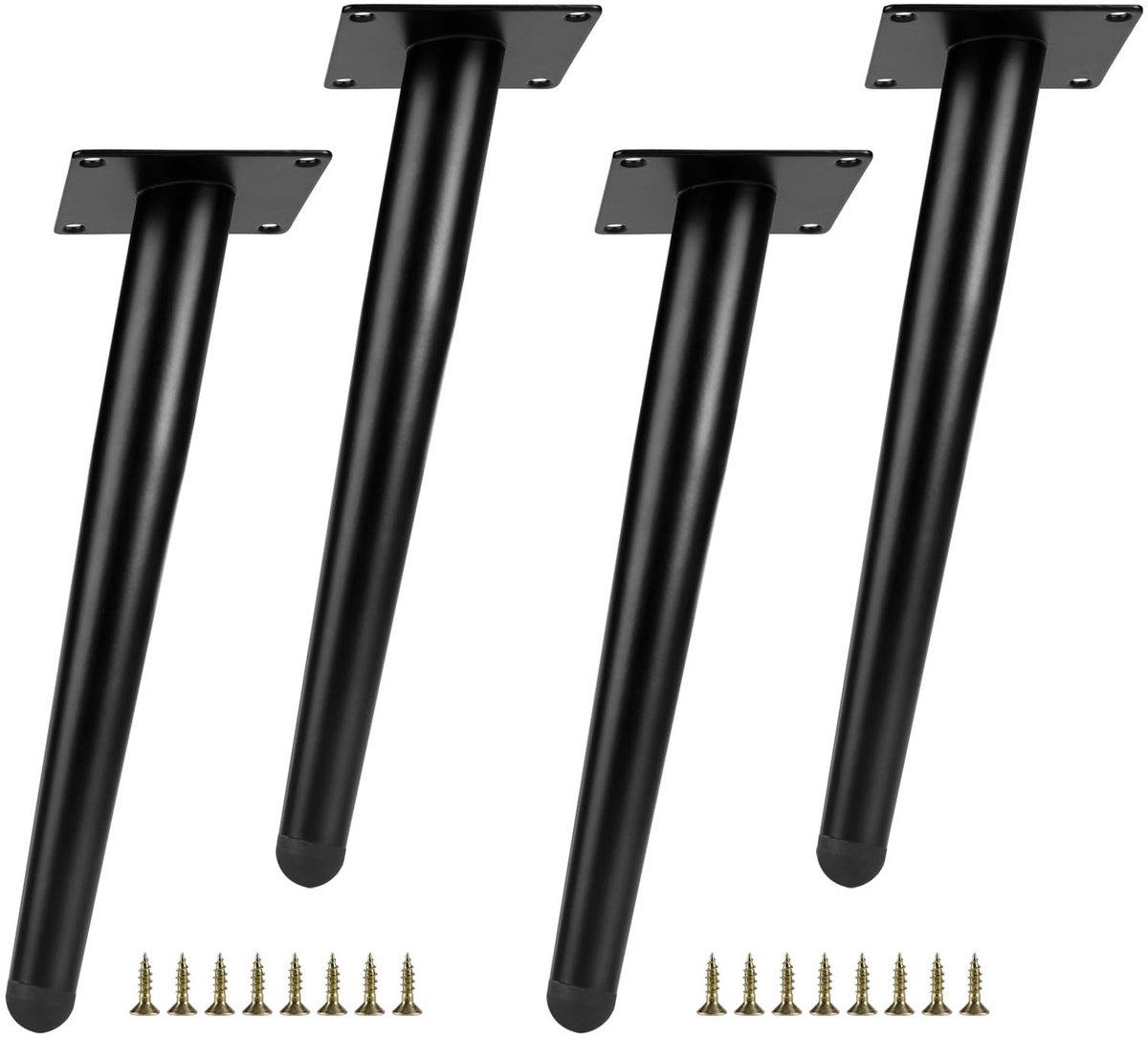 Omgoods - Schuine Meubelpoten Set van 4 Zwart Kegelvormig