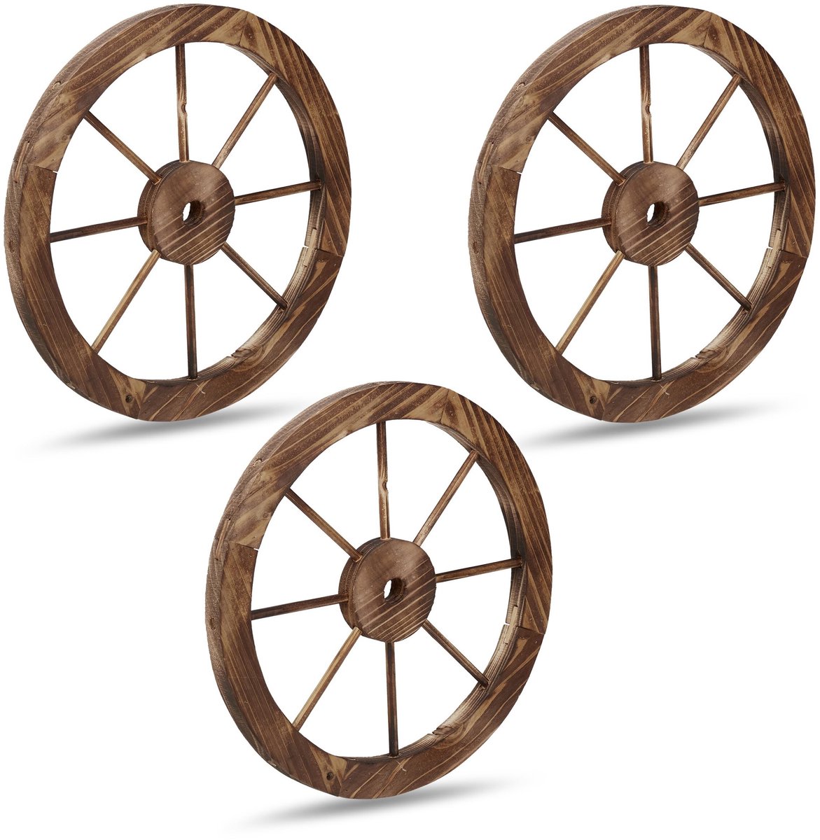 Omgoods - Set van 3 Houten Decoratieve Wielen