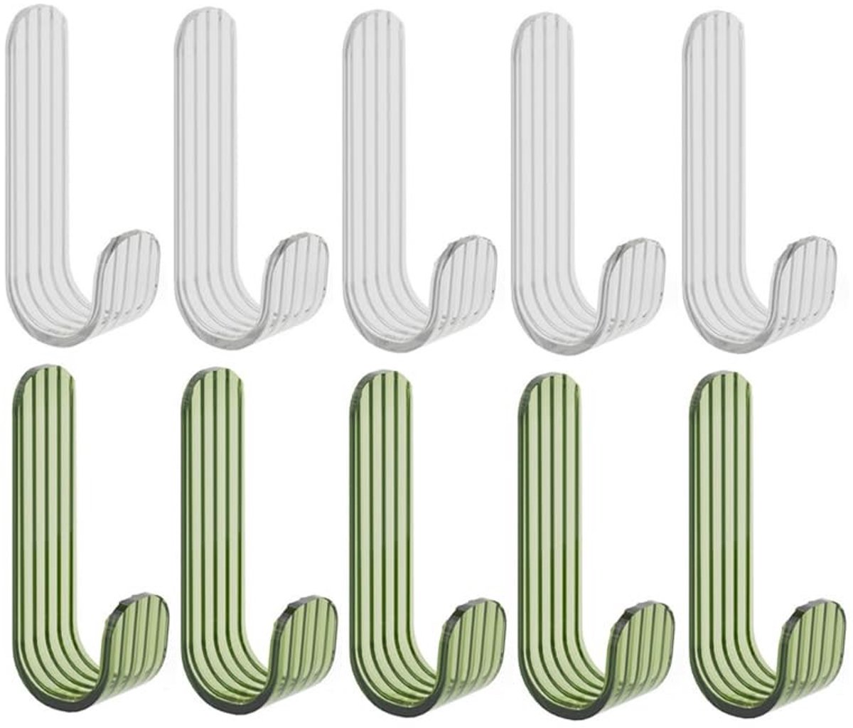 Omgoods - Set van 10 Zelfklevende Haken Acryl - Zonder Boren voor Badkamer, Keuken & Kantoor