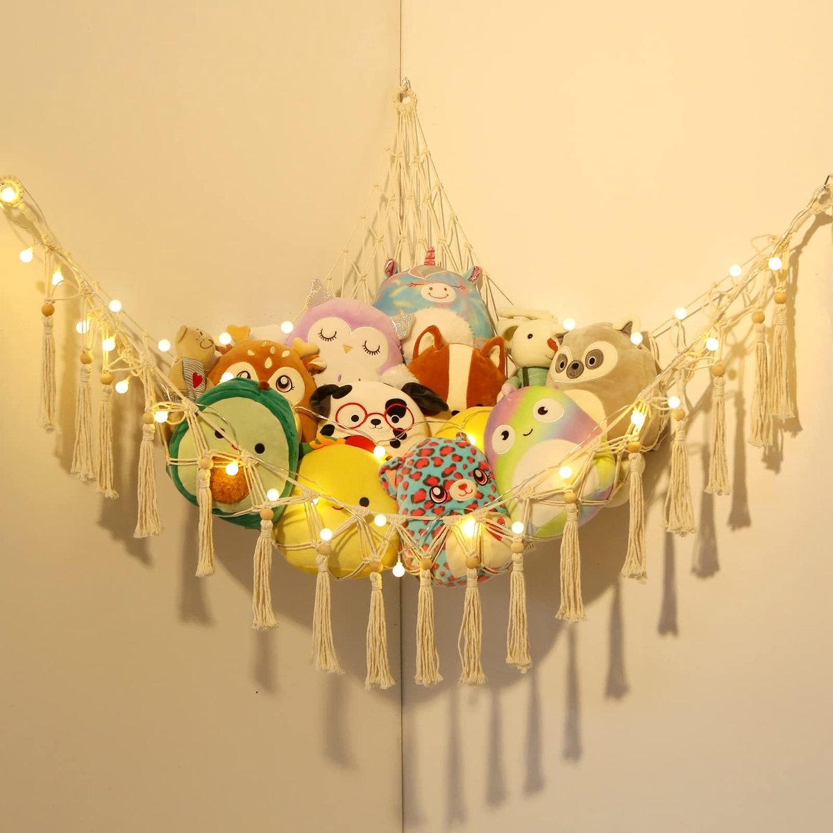 Omgoods - Macrame Toy Hammock voor Knuffeldieren - Opbergnet voor Kinderkamer