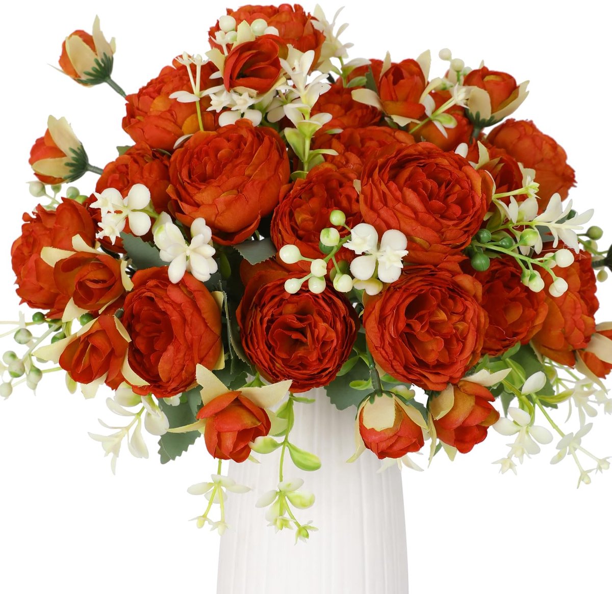 Omgoods- Pioenen Kunstbloemen - 4 Bundels Oranje - Zijde Bloemstukken - Bruiloft Decoratie - Tafeldecoratie - Realistisch Ogende Bloemen