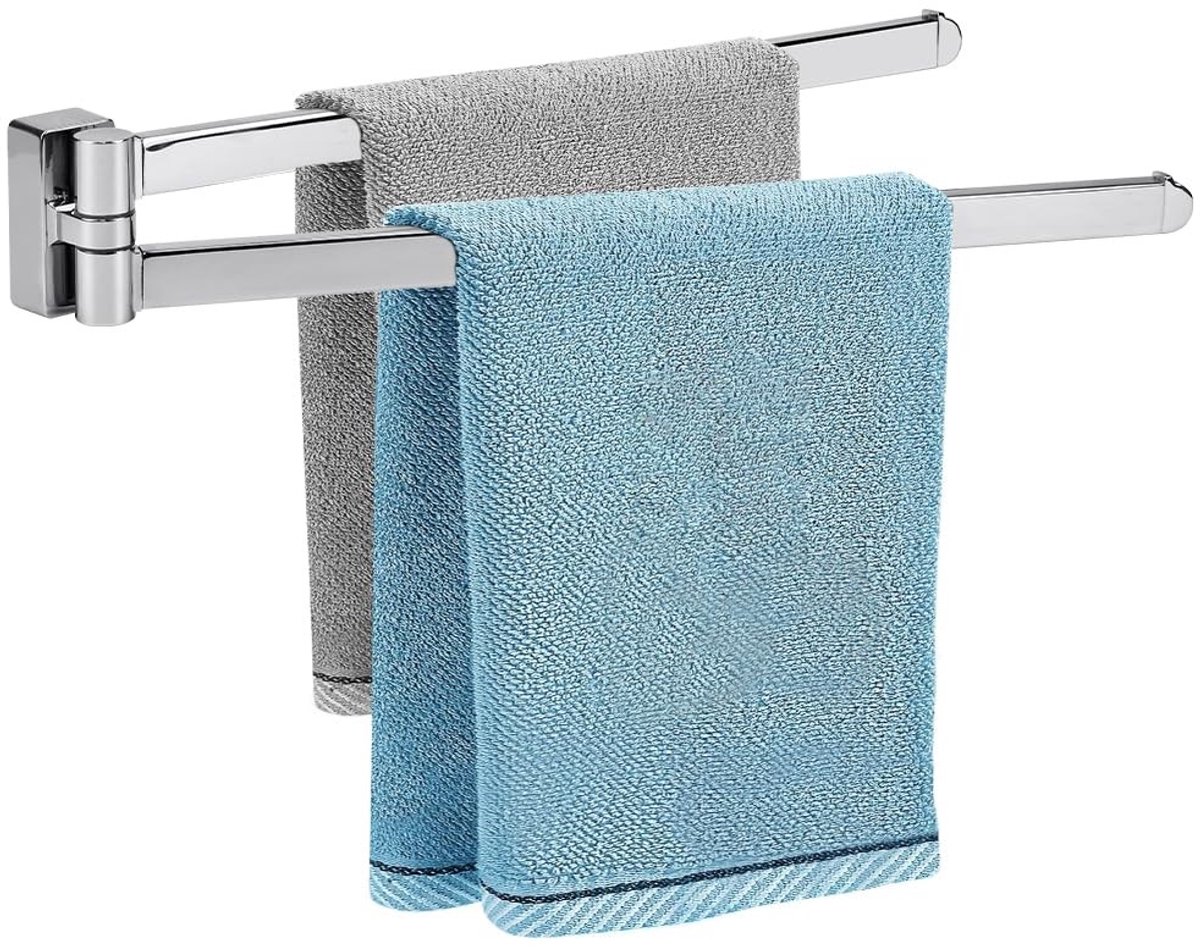 Omgoods - Wandhanddoekhouder Chroom 42 cm met 2 Draaibare Armen