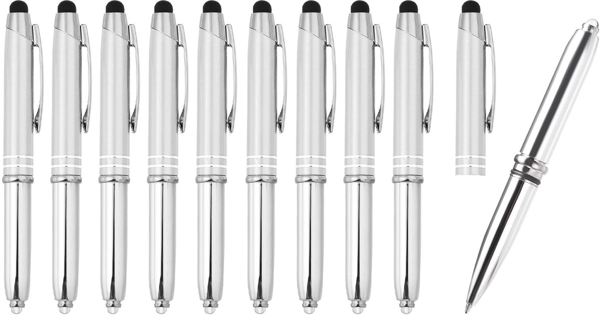 Omgoods - 10-Pack Multifunctionele Balpen met Stijlus en LED Zaklamp