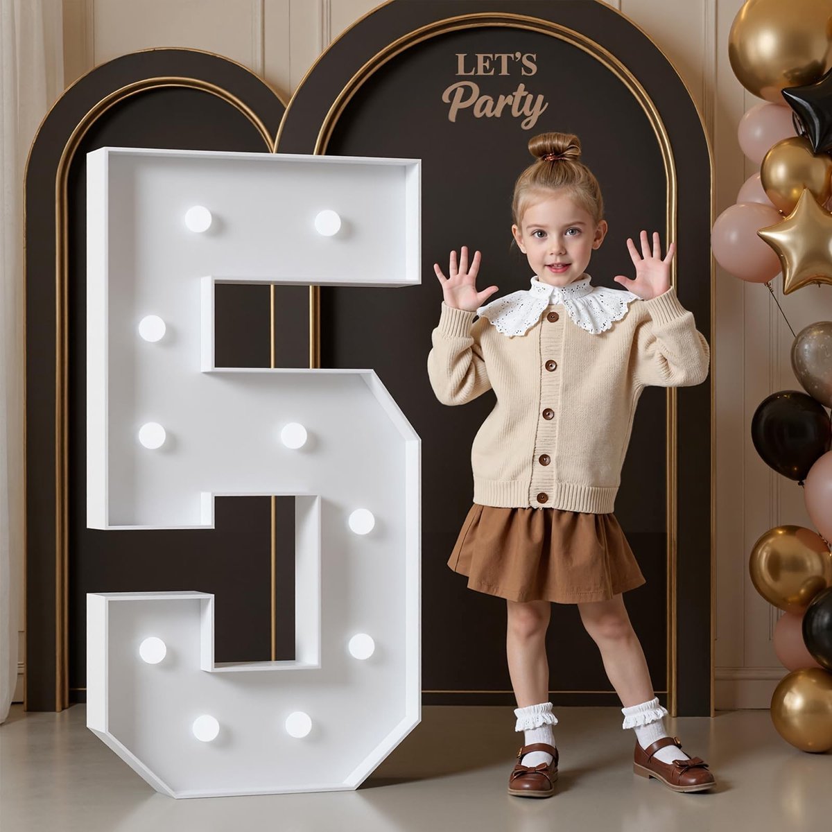 Omgoods - 1.22m Verlichte Cijfers voor Feestdecoratie Nummer 5