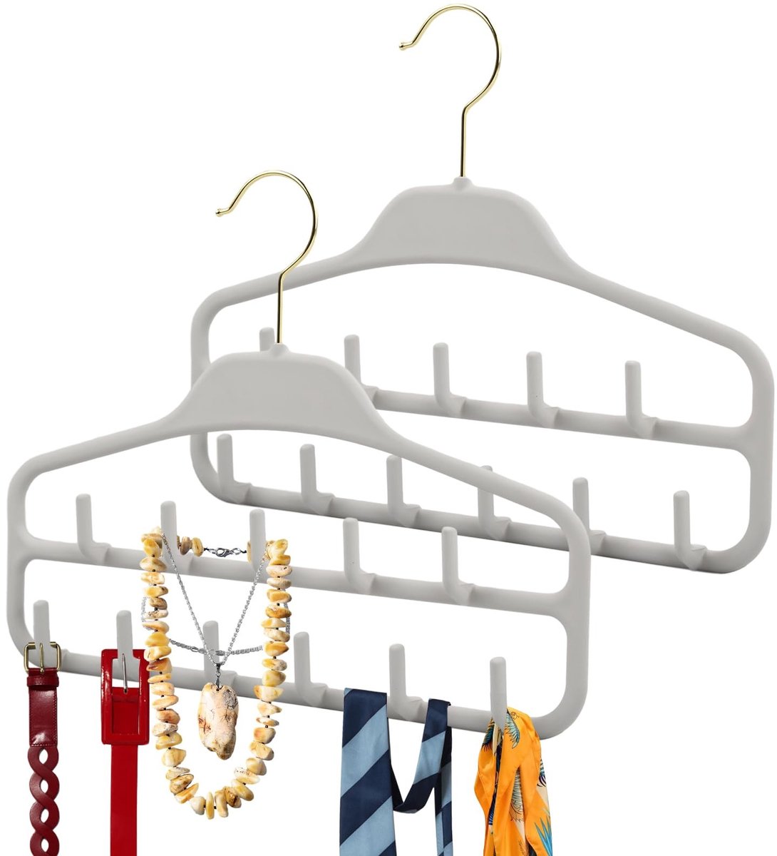 Omgoods - Pack van 2 Draaibare Riem- en Das Houders met 11 Haken