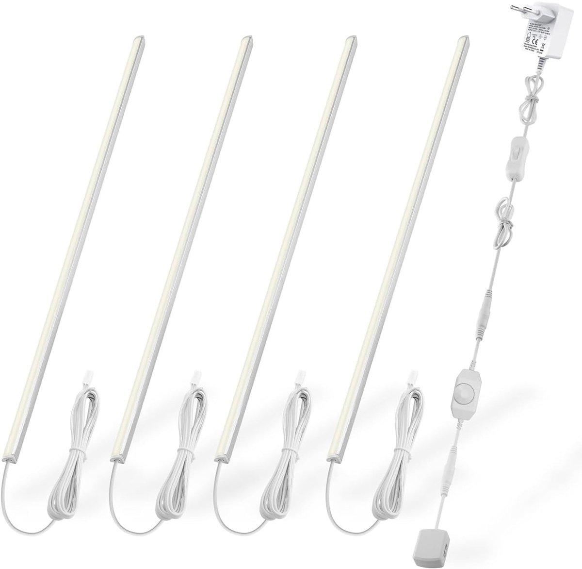 Omgoods - V-Shape Onderkast Verlichting Kit met 4x 30cm Dimbare LED Lichtbalken