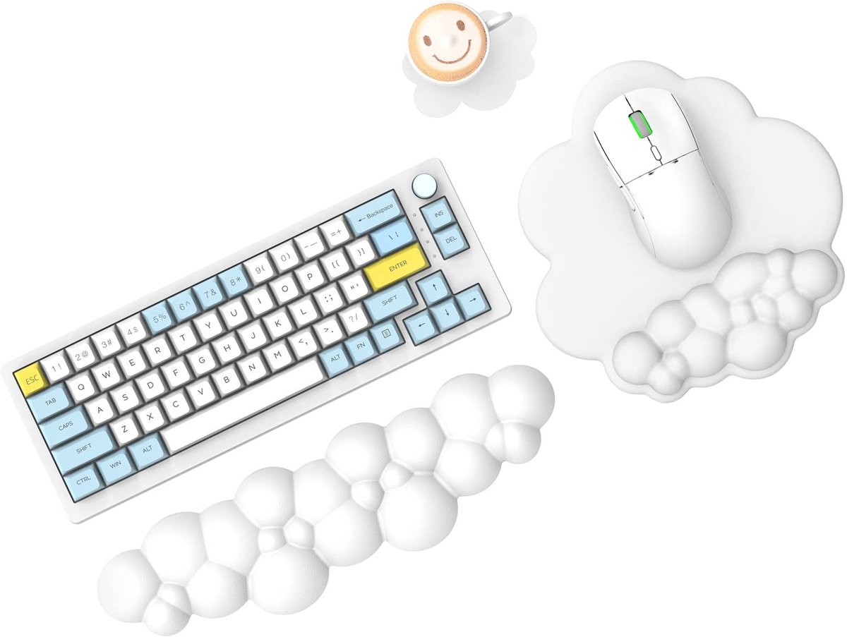 Omgoods - Cloud Muismat en Toetsenbord Polssteun Set - Ergonomisch en Comfortabel
