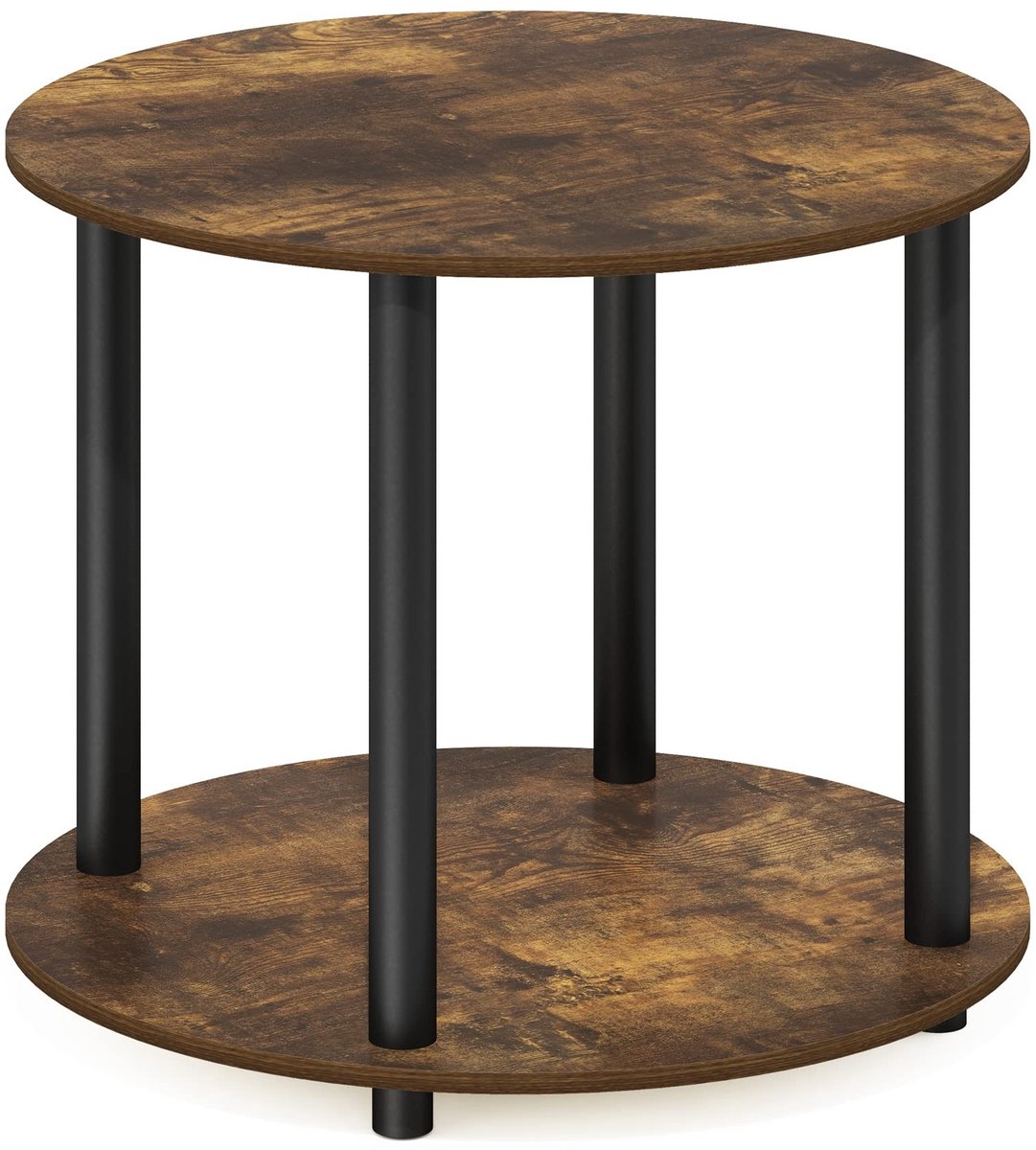 Omgoods - Ronde Houten Koffietafel met 2 Niveaus