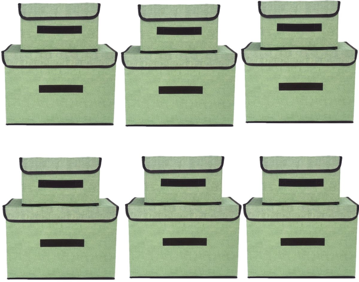 Omgoods - 12 Stuks Vouwbare Opbergdozen met Deksel, Lichtgroen