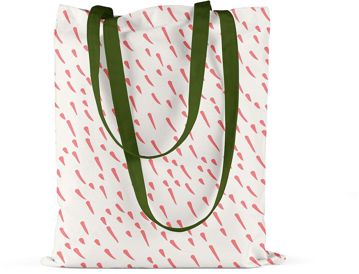 Omgoods - Herbruikbare Eco-vriendelijke Tote Bag van 100% Katoen met Lange Groene Handvatten