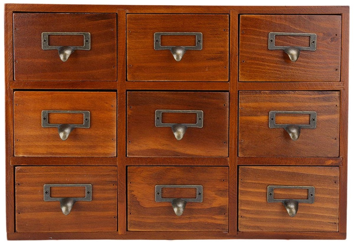 Omgoods- Juwelendoos Duurzaam - Opbergdoos met Lade - Antieke Houten Juwelendoos - Opbergdoos met Deksel - Houten Opbergdoos - Desktop Juwelenkistje