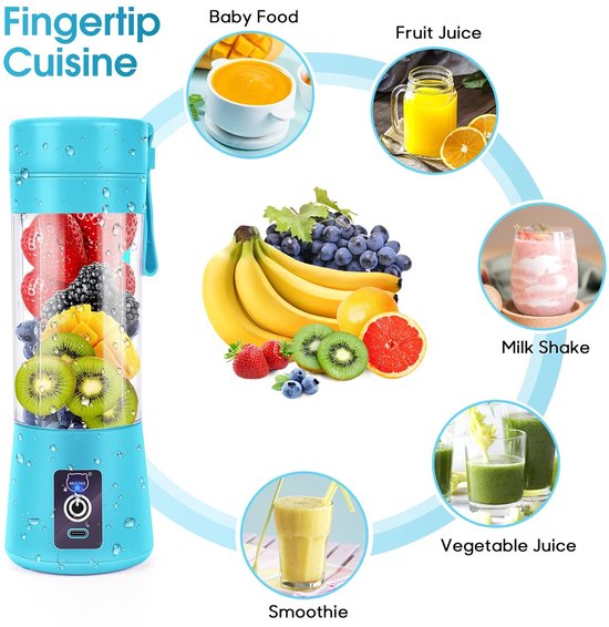 Omgoods - Draagbare Mini Juice Mixer met 6 Bladen, Oplaadbare Juicer voor Thuis en Buiten van Omgoods — afbeelding 3