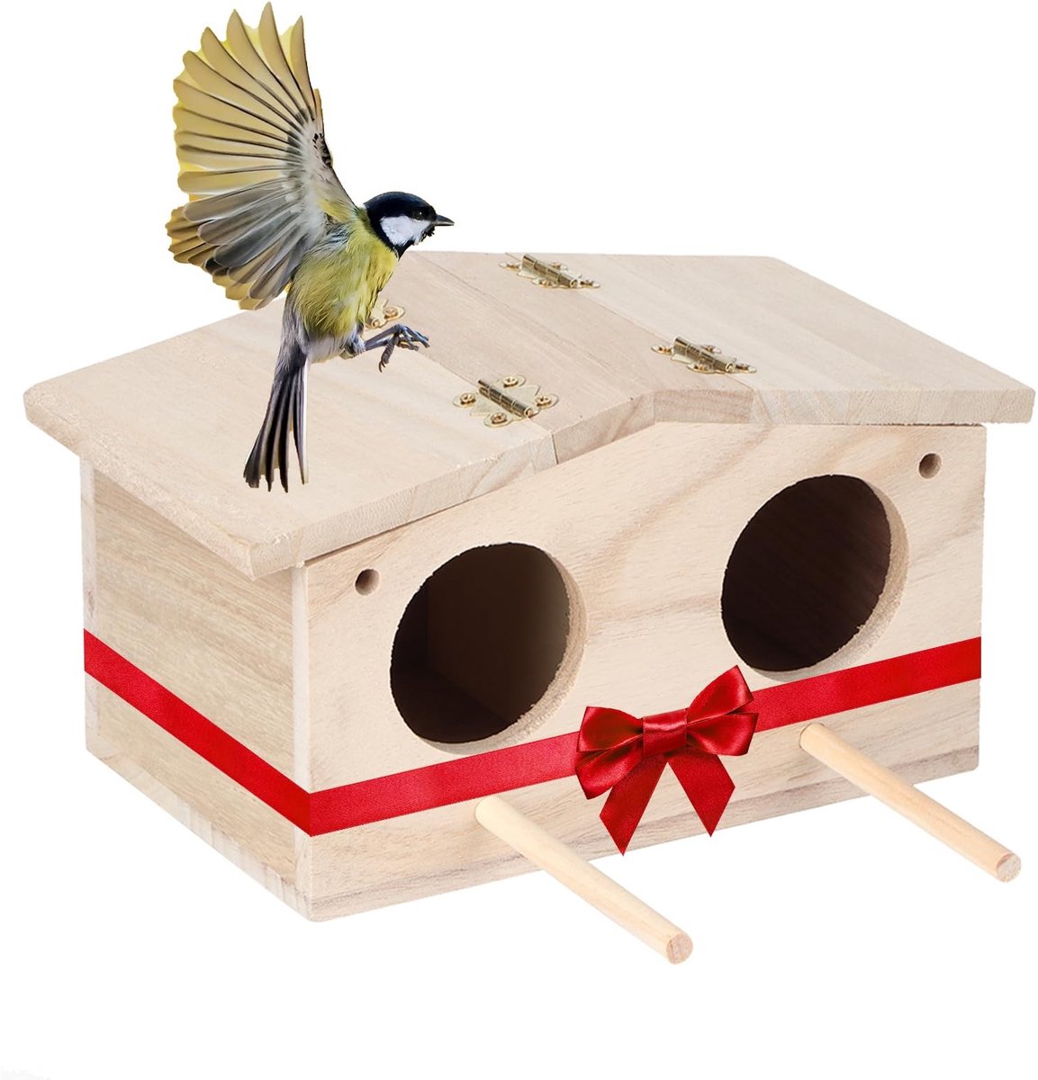 Omgoods- Vogelnest - Houten Vogelhuis - 100% Gloednieuw - Afmetingen 23x12,9x12,5 cm - Geschikt voor Papegaaien/Zwaluwen - Veilig en Niet Giftig