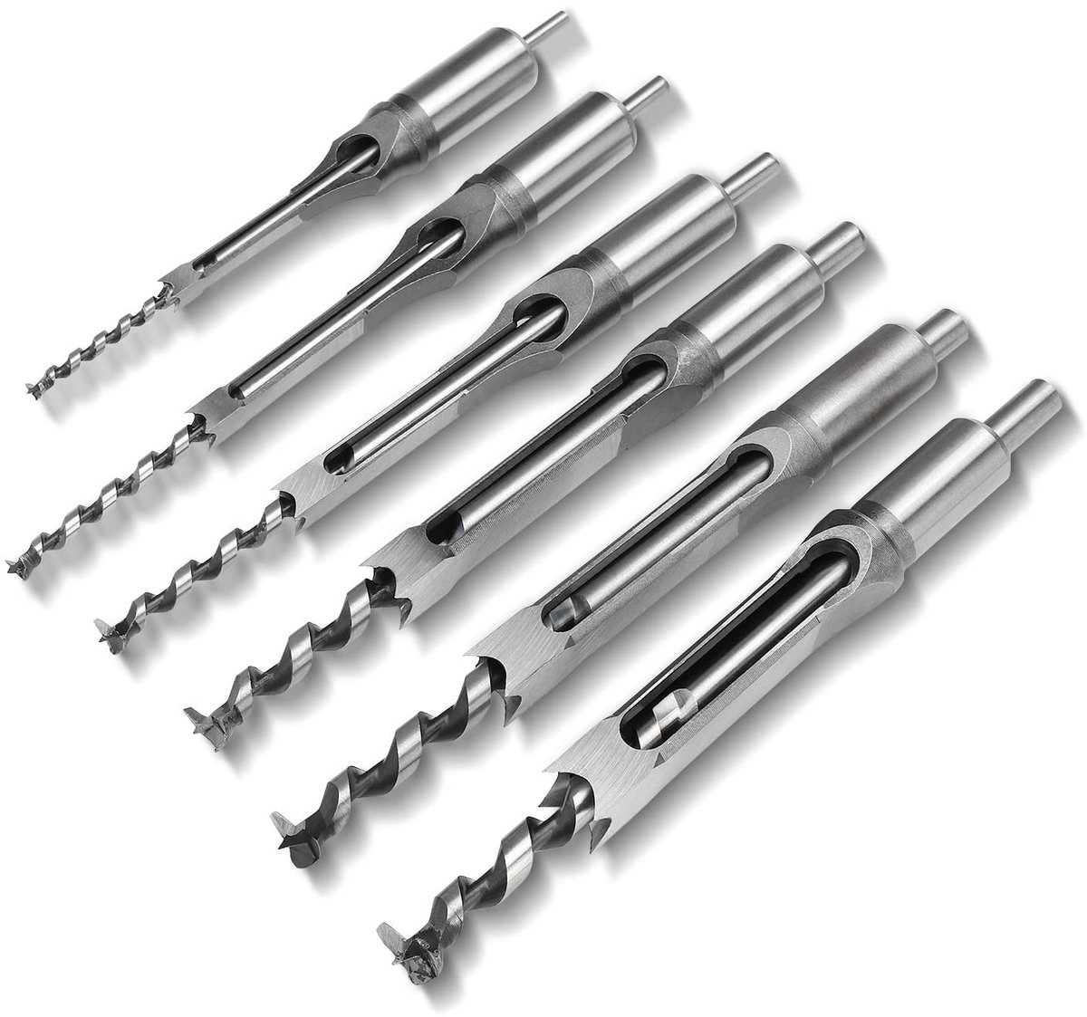 Omgoods- Vierkant Gatzaag Set 6 Stuks - Houtboren voor Vierkante Gaten - Professionele Boor - Speciaal Staal - Hoge Hardheid - Geschikt voor Houtbewerking - Boorset
