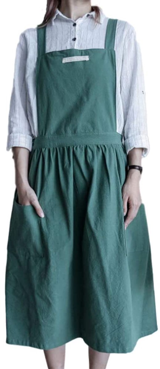 Omgoods - Soft Cotton Keukenschort met Kruisband - Aangepast voor Koken en Catering