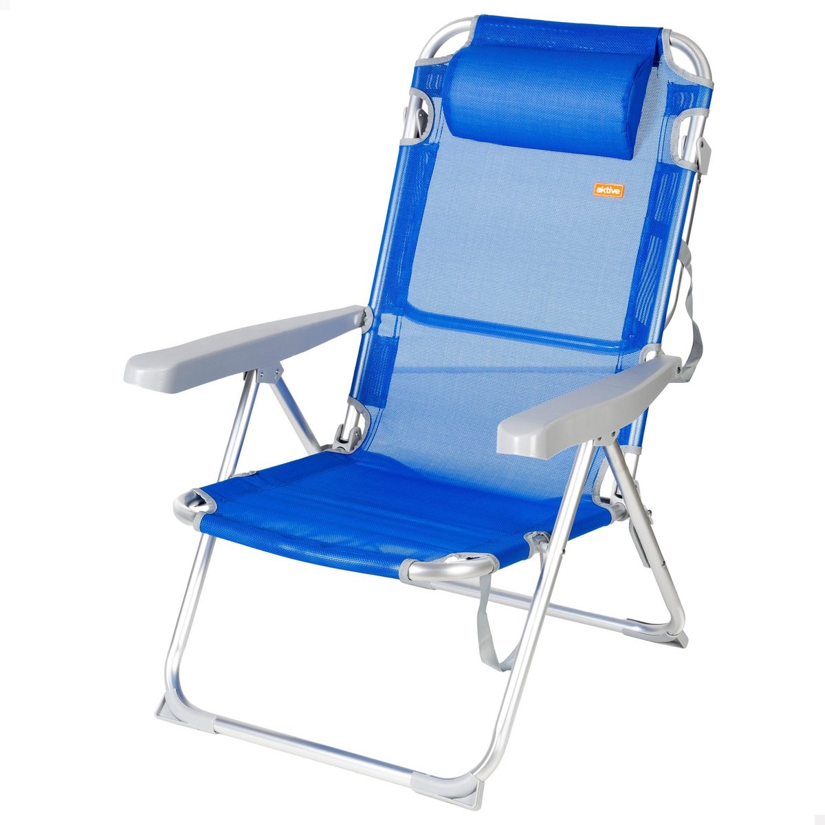 Omgoods - Opvouwbare Strandstoel met Kussen 5 Posities Blauw