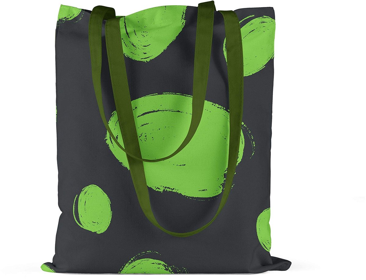 Omgoods - Katoenen Tote Bag met Groene Handvatten 34x40 cm