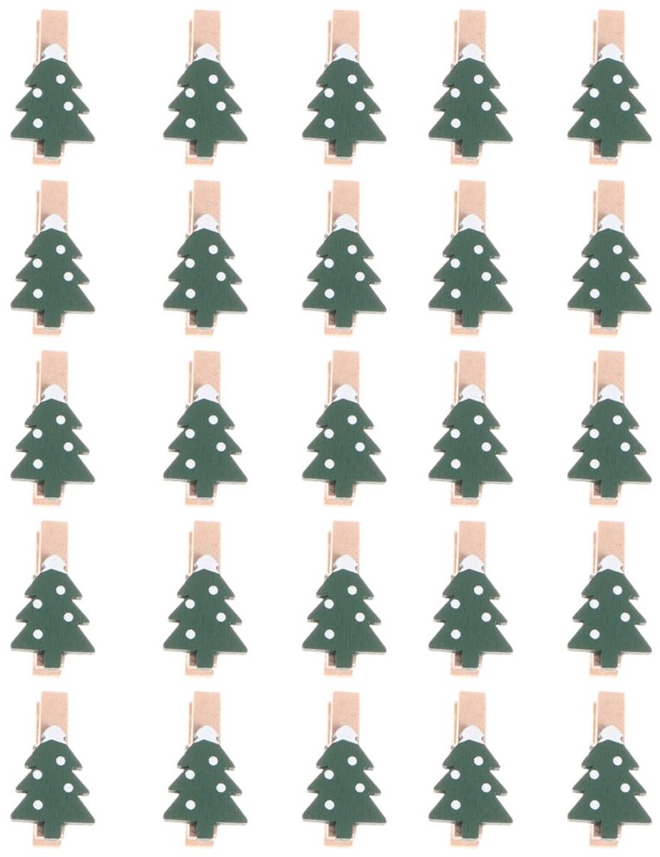 Omgoods- Houten Wasknijpers - 25 Stuks Mini - Decoratie Clips - Kerstmis Thema - Fotocollage - Kunsthandwerk - Natuurlijk Hout - Foto Clips