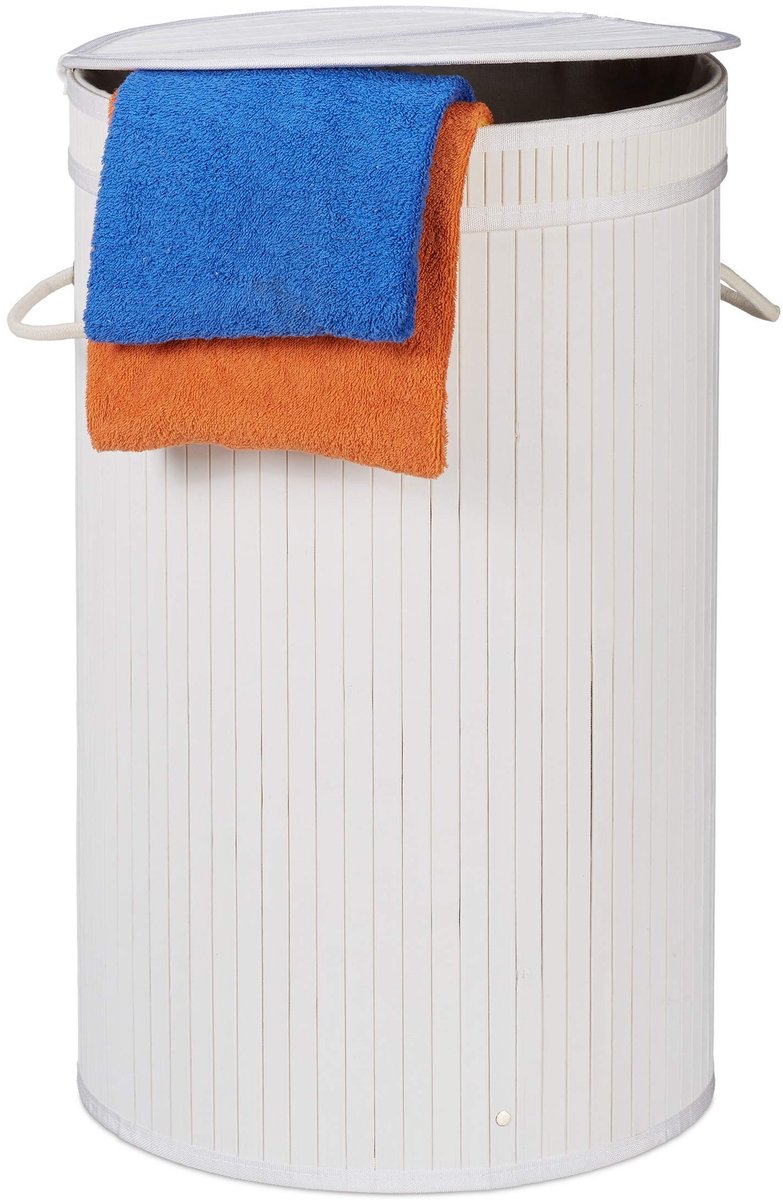 Omgoods - Ronde Wasmand met Deksel en Vouwfunctie