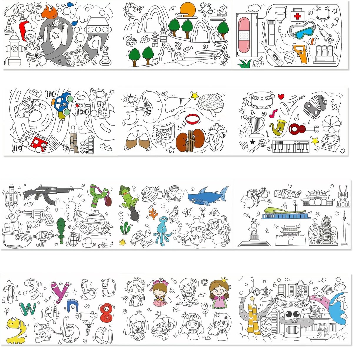 2 Stuks Snijbare Tekenrol, 30 x 300 cm Kleurrol Schilderrol Kleurpapier, Schildertafelkleed Schilderpapier Doe-Het-Zelf Graffiti Kleur Vulpapie voor Schilderpapier Cadeau