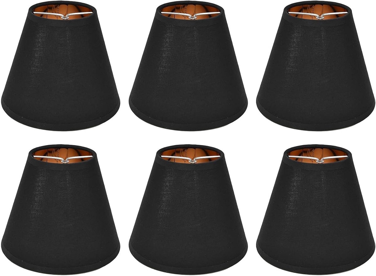 6 stuks kleine kroonluchter tinten, zwarte lampenkap clip op lampenkap voor tafellamp vloerlamp wandlamp slaapkamer decor