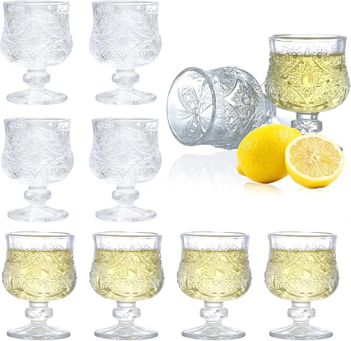 Shot Bril Set van 8, 50ml/17,4 oz, Hartelijke Bril, Whiskey Brillen/Tequila Brillen/Limoncello Brillen/Sherry Bril