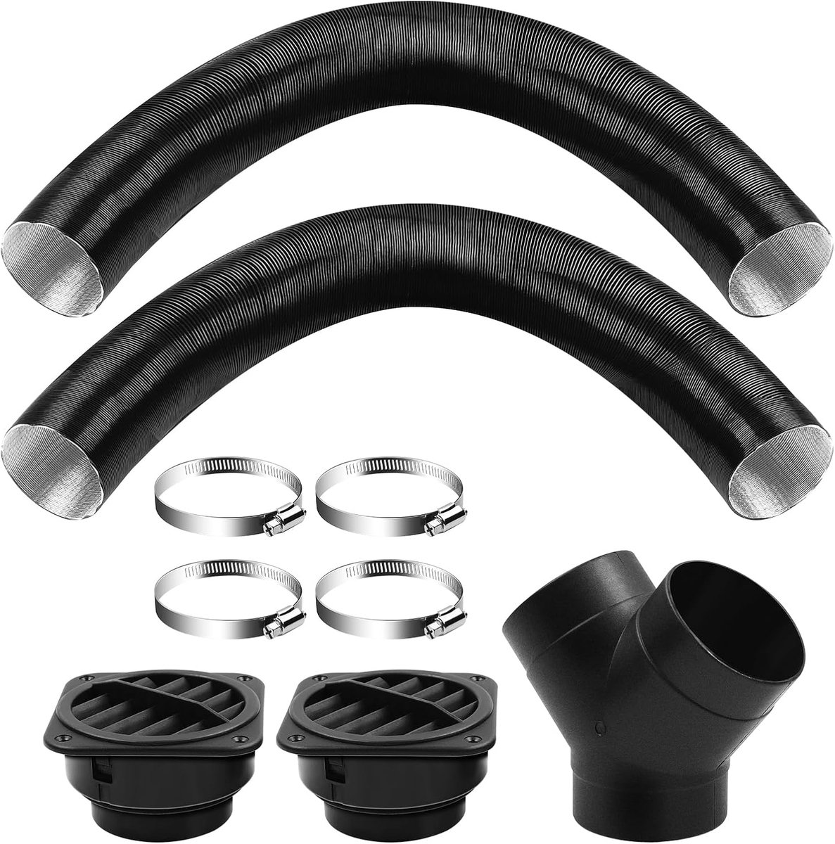 hulpverwarming accessoires, 75 MM T/Y-buis set hulpverwarming luchtuitlaat aansluiting 2KW hulpverwarmingsbuis, autoverwarming warme luchtuitlaat ontluchtingsslang clips set (Y-buis set 2)