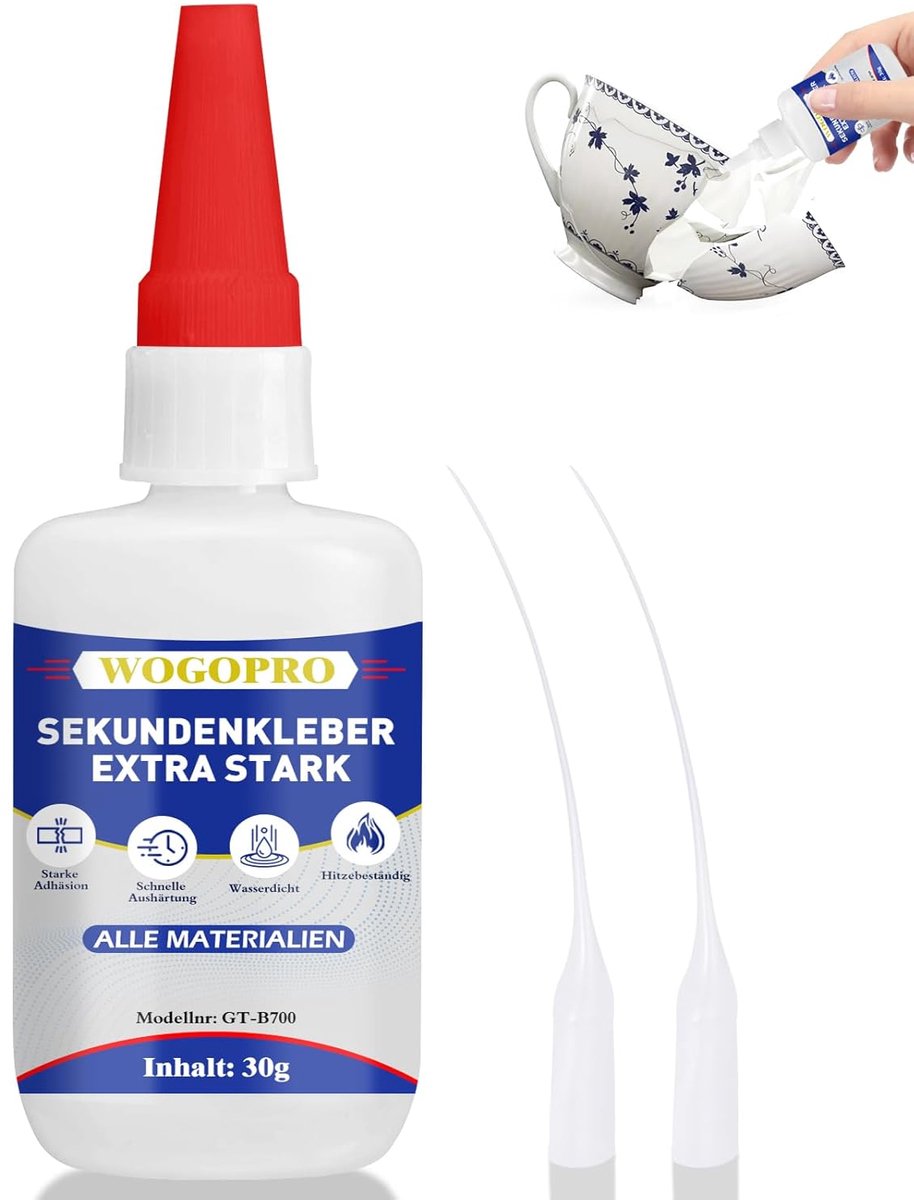 SnelShoppen - 30 g Super Lijm, Extra Sterk, Waterproof, Hittebestendig, Universele Lijm voor Plastic, Glas, Metaal, Hout, Met Naaldsluiting Tegen Drog