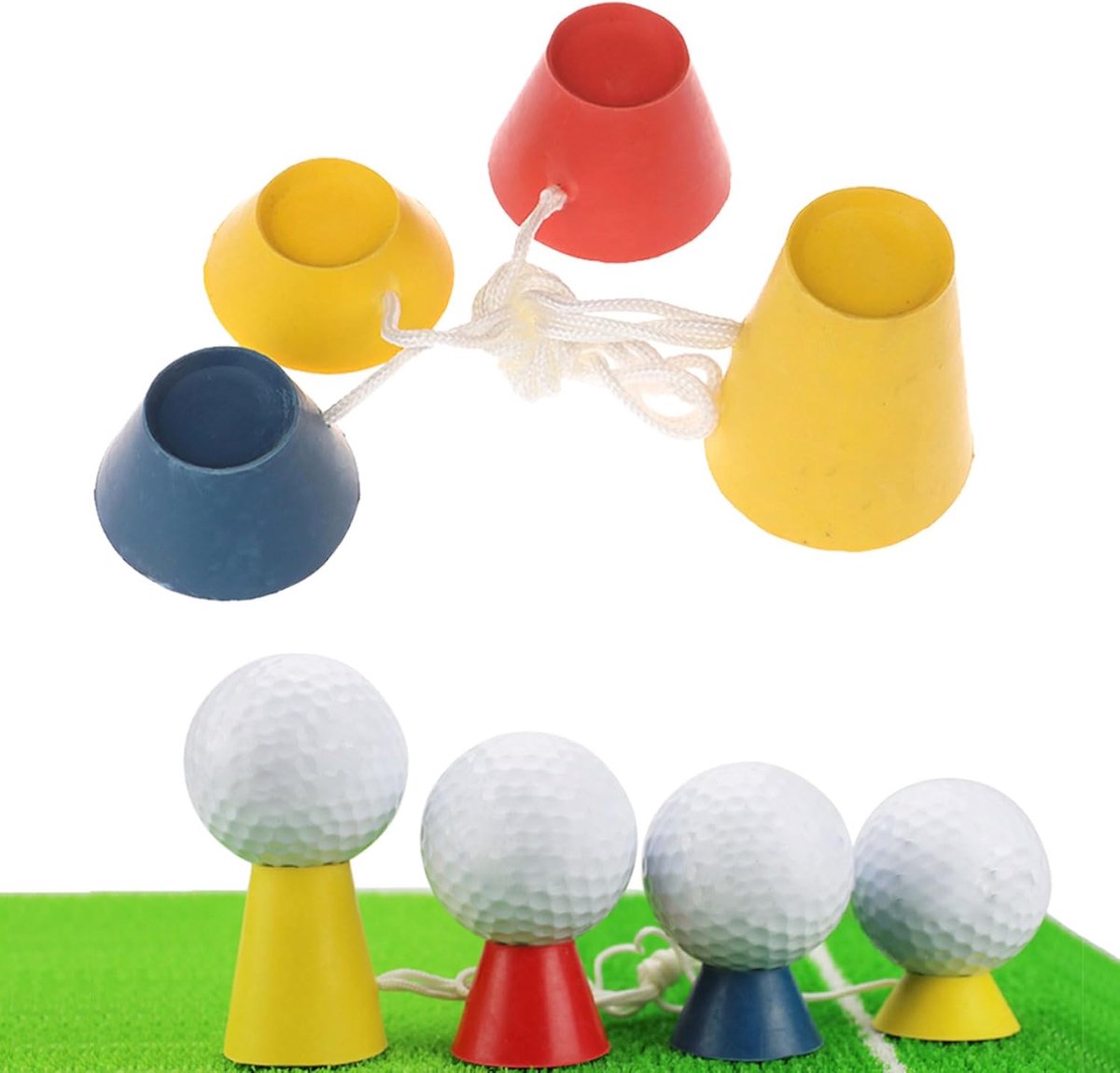 4 stuks golf tees, golf tee, kunststof golf tees, verschillende hoogtes golf tee, golf tees kunststof, tee golf, tees golf, jumbo winter rubber golf tees, voor indoor outdoor oefen