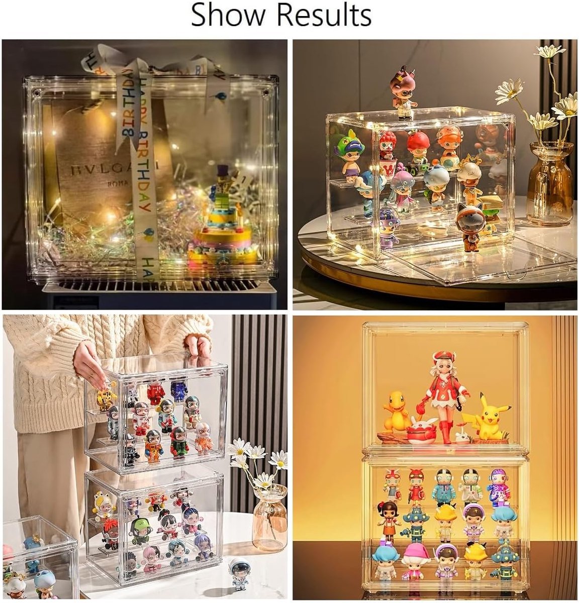 Vitrine Showcase met Deur - Acryl en Plexiglas Display voor Actiefiguren, Speelgoed, Minifiguren, Verzamelfiguren - Zelfmontage (27 x 18 x 21 cm)