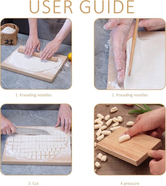 SnelShoppen - Houten Pastaplank Gnocchi Plank - Duurzaam Beukenhout - Perfect voor Zelfgemaakte Pasta, Gnocchi en Macaroni - Onmisbaar Keukenaccessoir — afbeelding 3