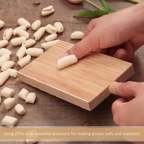 SnelShoppen - Houten Pastaplank Gnocchi Plank - Duurzaam Beukenhout - Perfect voor Zelfgemaakte Pasta, Gnocchi en Macaroni - Onmisbaar Keukenaccessoir — afbeelding 2