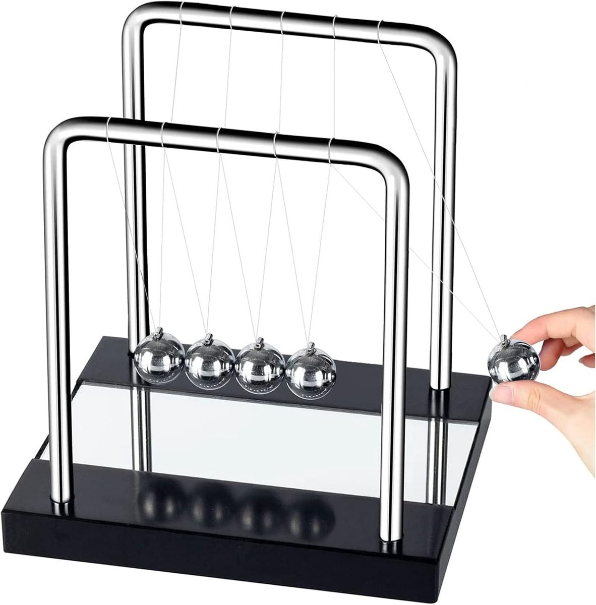 Newton Cradle Balance Ball,Grote 18cm Newton Slinger,5 Fysieke Swingende Magnetische Ballen, Educatieve Wetenschap Bureau Speelgoed Stress Relief Gift