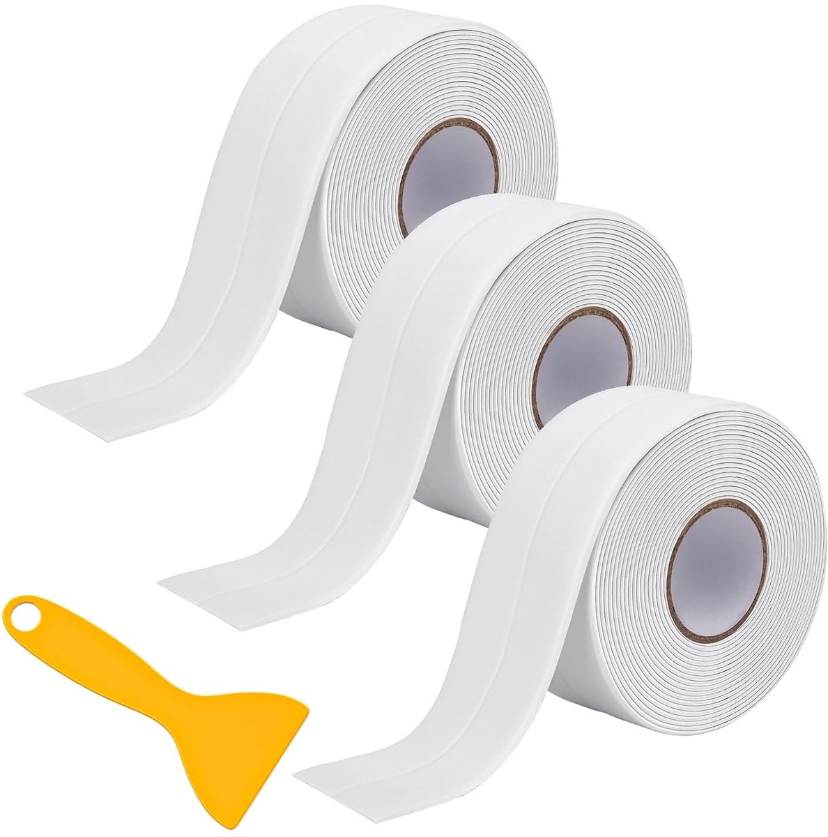 3 rollen, wit, waterdicht, zelfklevend, waterdicht, plakband, afdichting badkuip, voor keuken, badkamer, douche, toilet, 3,8 cm x 3,2 m