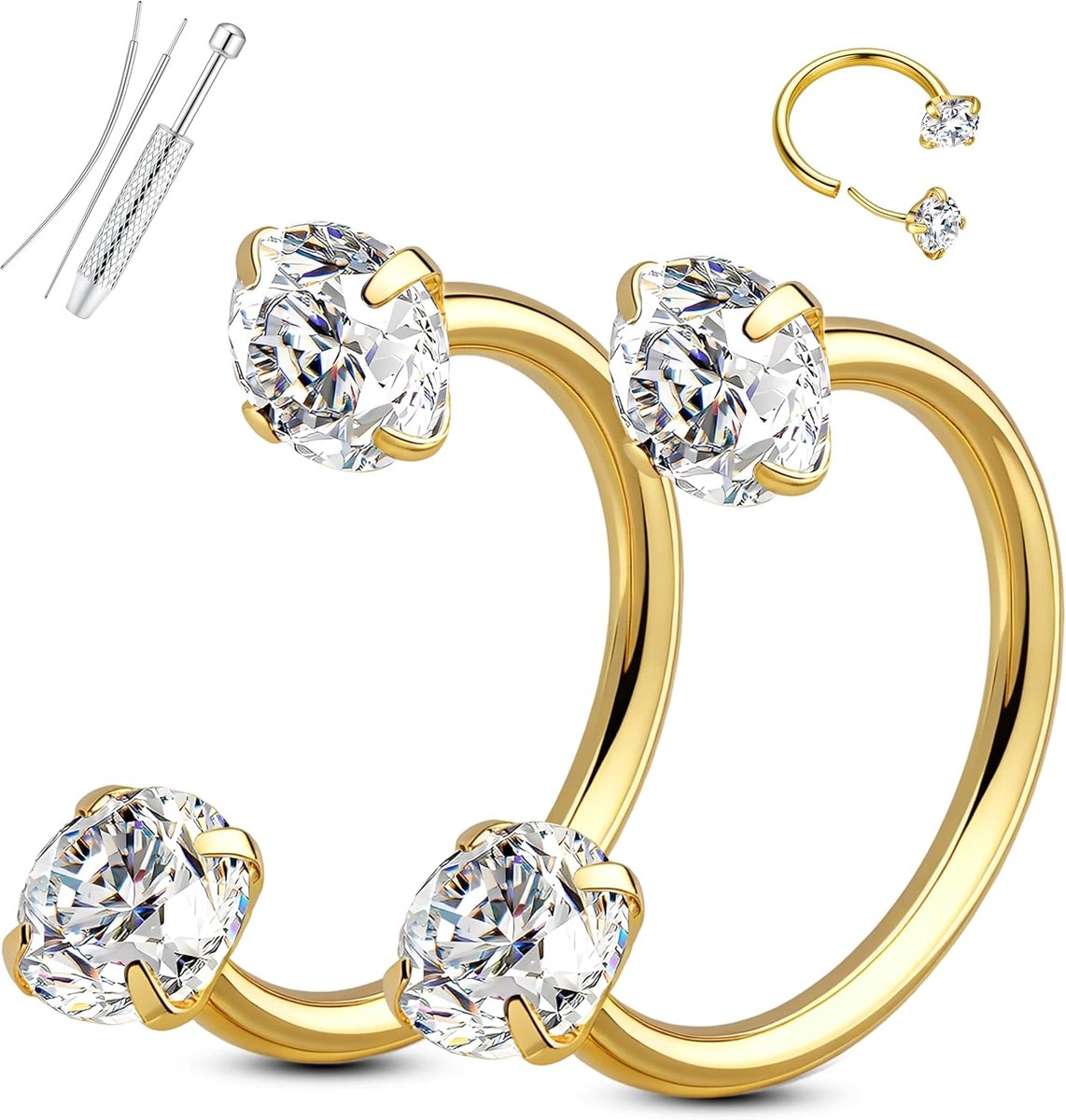 Ringen hoepels 18G 20G chirurgische roestvrij staal septum ringen draadloze push in kraakbeen oorbellen, 18G(1MM)-8MM, Roestvrij staal