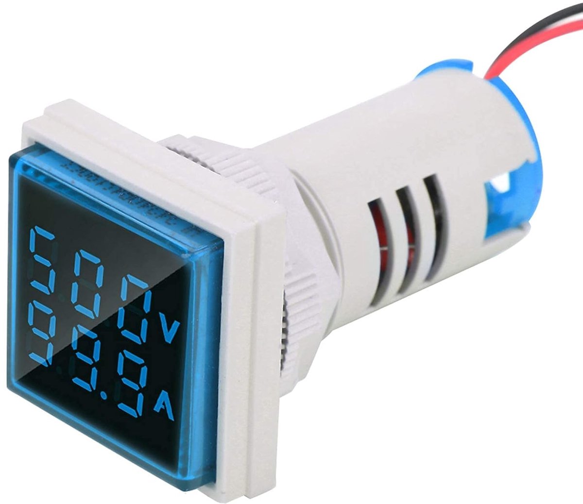 Spannungsanzeige, LED-Indicatielampje Huidige Detector 22mm Dual Display Panel Voltmeter Amperemeter AC 0-100A 60-500V Flush Panel(Blauw)