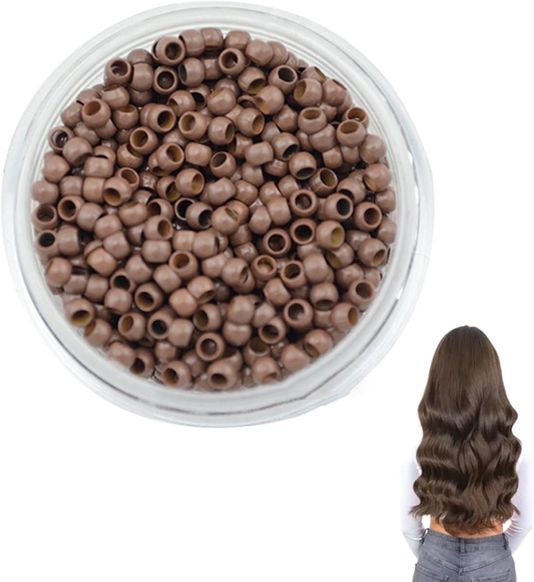 haarverlenging, set van 1000 stuks, voor microring-extensies, echt